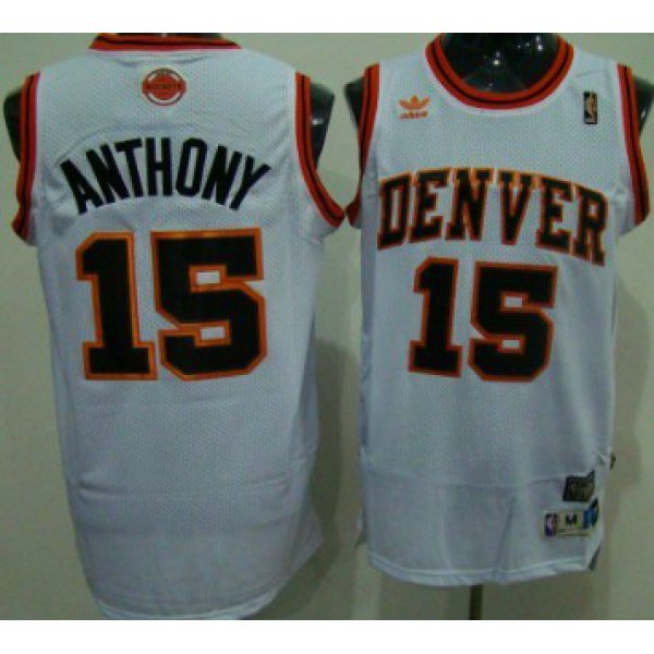 Denver Nuggets #15 Carmelo Anthony White Swingman Throwback Jersey