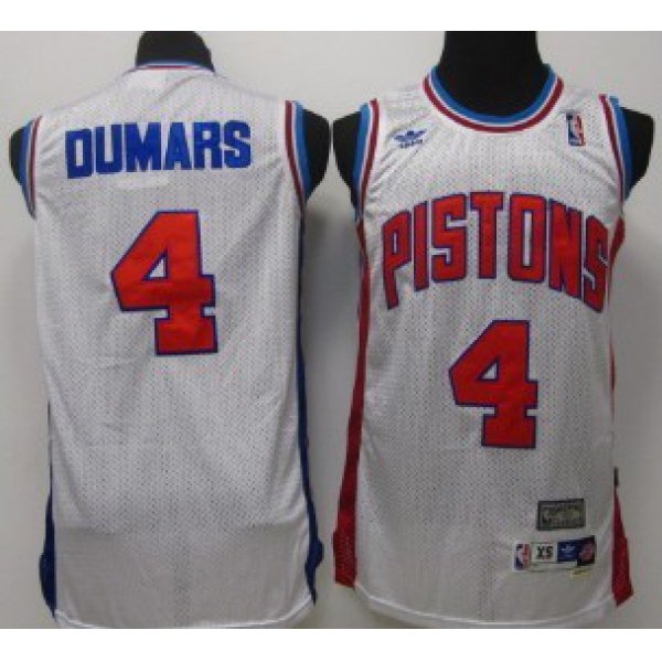 Detroit Pistons #4 Joe Dumars White Swingman Throwback Jersey