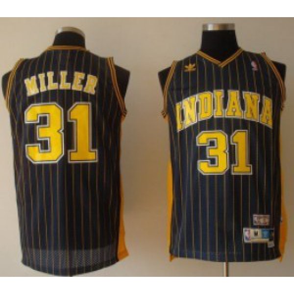 Indiana Pacers #31 Reggie Miller Navy Blue Pinstirpe Swingman Throwback Jersey