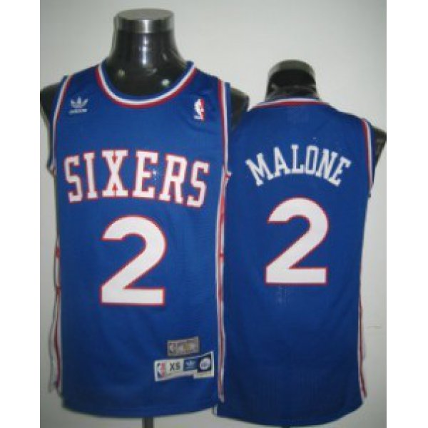 Philadelphia 76ers #2 Moses Malone Blue Swingman Throwback Jersey