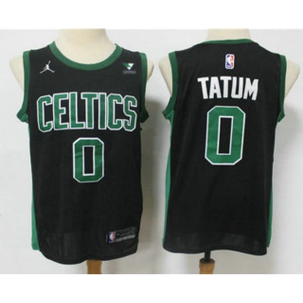 Men's Boston Celtics #0 Jayson Tatum Black 2021 Brand Jordan Swingman Stitched NBA Jersey With NEW Sponsor Logo