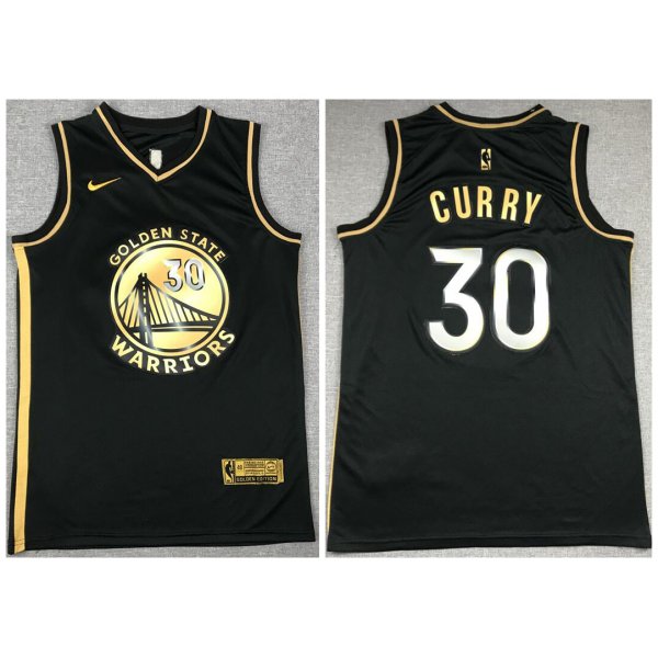 Men's Golden State Warriors #30 Stephen Curry NEW 2020 Black Golden Edition Nike Swingman Jersey