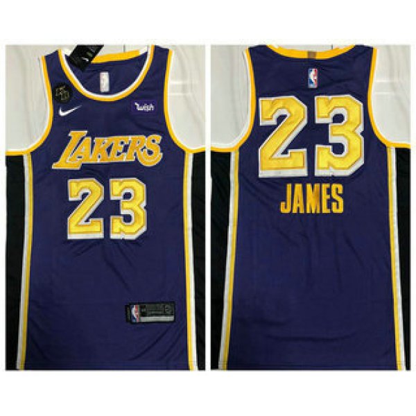 Men's Los Angeles Lakers #23 LeBron James Purple With KB Patch NEW 2021 Nike Wish AU Stitched NBA Jersey