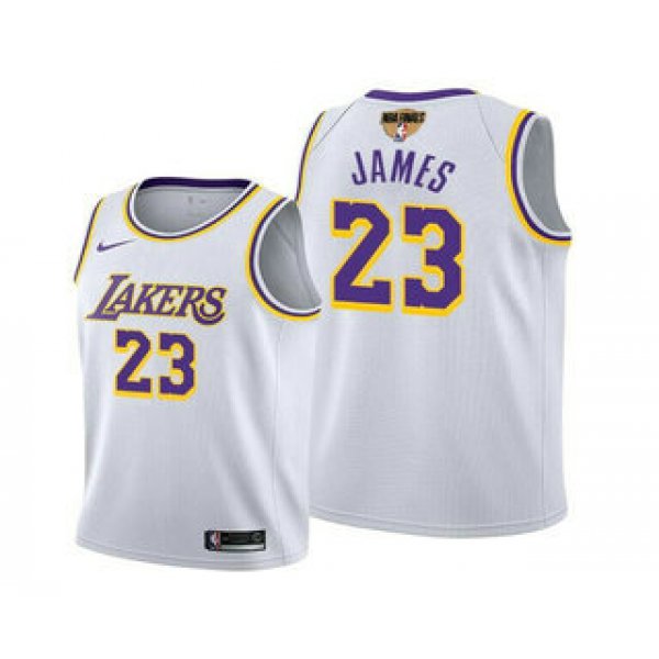 Men's Los Angeles Lakers #23 LeBron James White 2020 Finals Stitched NBA Jersey