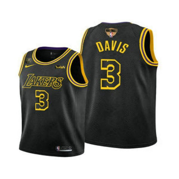 Men's Los Angeles Lakers #3 Anthony Davis 2020 Black Finals Stitched NBA Jersey