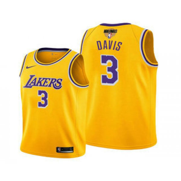 Men's Los Angeles Lakers #3 Anthony Davis 2020 Yellow Finals Stitched NBA Jersey