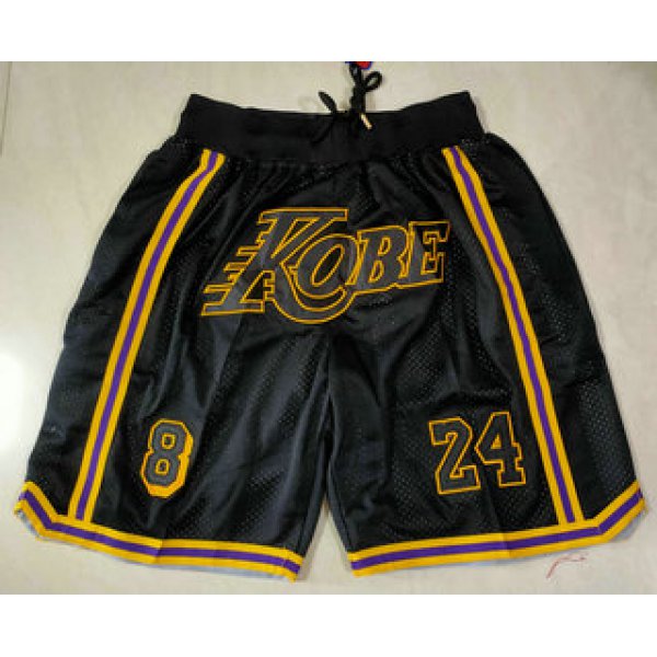 Men's Los Angeles Lakers #8 #24 Kobe Bryant Black Just Don Swingman Throwback Shorts