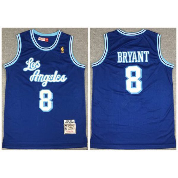 Men's Los Angeles Lakers #8 Kobe Bryant Blue Throwback Stitched Jersey