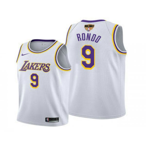 Men's Los Angeles Lakers #9 Rajon Rondo 2020 White Finals Stitched NBA Jersey