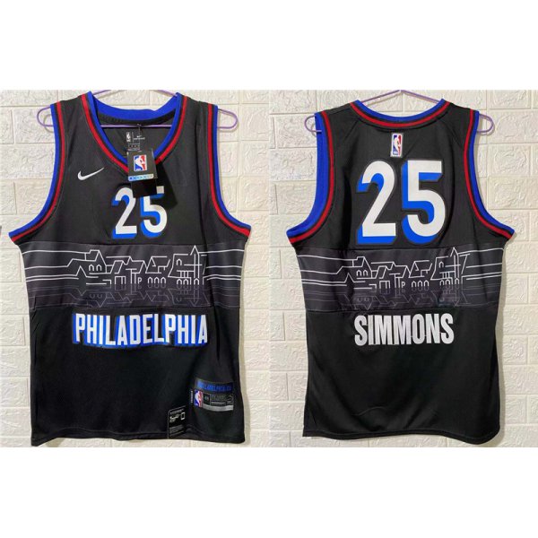 Men's Philadelphia 76ers #25 Ben Simmons NEW Black Nike 2021 Swingman City Edition Jersey