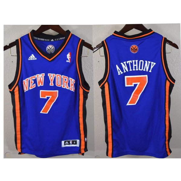 New York Knicks #7 Carmelo Anthony Revolution 30 Swingman Blue Jersey