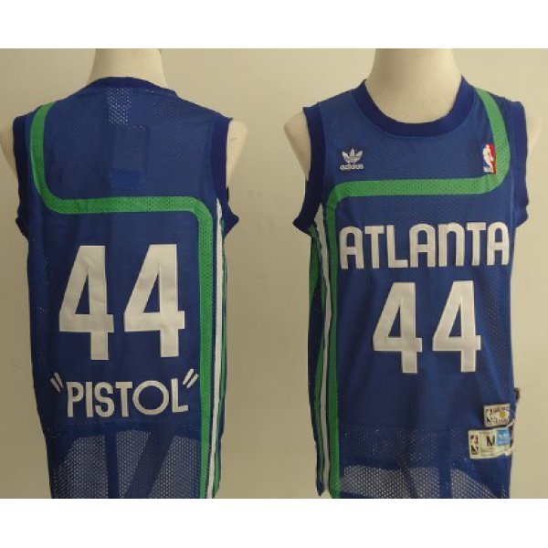 Atlanta Hawks #44 Pistol Pete Maravich Blue Swingman Throwback Jersey