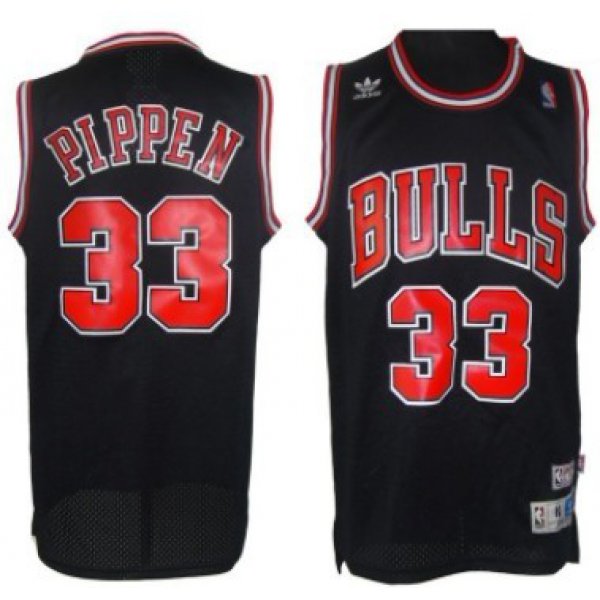 Chicago Bulls #33 Pippen Black With Bulls Swingman Throwback Jersey