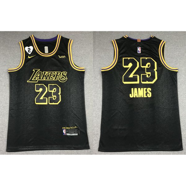 Men's Los Angeles Lakers #23 LeBron James Black NEW 2021 Nike City Edition Wish and Heart Stitched Jersey