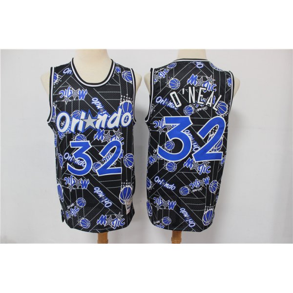 Men's Orlando Magic #32 Shaquille O'neal Black Tear Up Pack Mitchell & Ness Swingman Jeresy