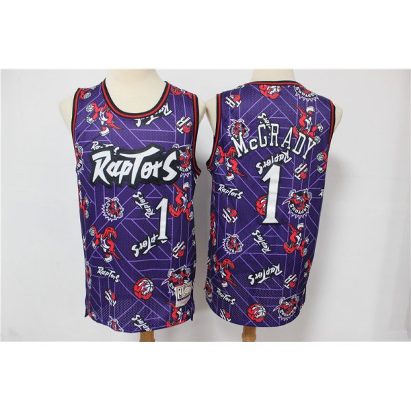 Men's Toronto Raptors #1 Tracy McGrady Purple Tear Up Pack Mitchell & Ness Swingman Jeresy