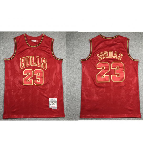 Men's Chicago Bulls #23 Michael Jordan Red 1997-98 Hardwood Classics Soul AU Throwback Jersey