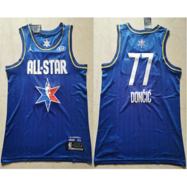 Men's Dallas Mavericks #77 Luka Doncic Blue Jordan Brand 2020 All-Star Game Swingman Stitched NBA Jersey