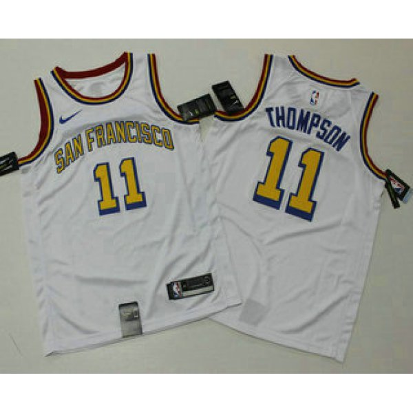 Men's Golden State Warriors #11 Klay Thompson White 2019 Nike Swingman Printed NBA Jersey