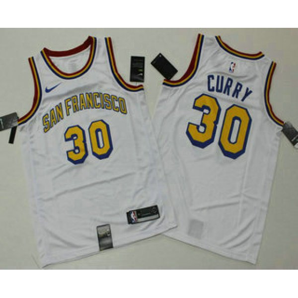Men's Golden State Warriors #30 Stephen Curry White 2019 Nike Swingman Printed NBA Jersey