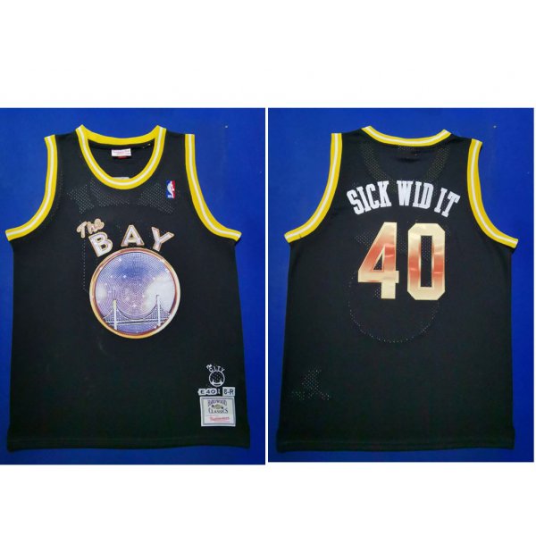 Men's Golden State Warriors #40 Sick Wid It E-40 X Limited Edition Black Jersey