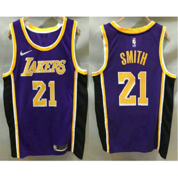 Men's Los Angeles Lakers #21 JR Smith Purple 2020 Nike Swingman Printed NBA Jersey