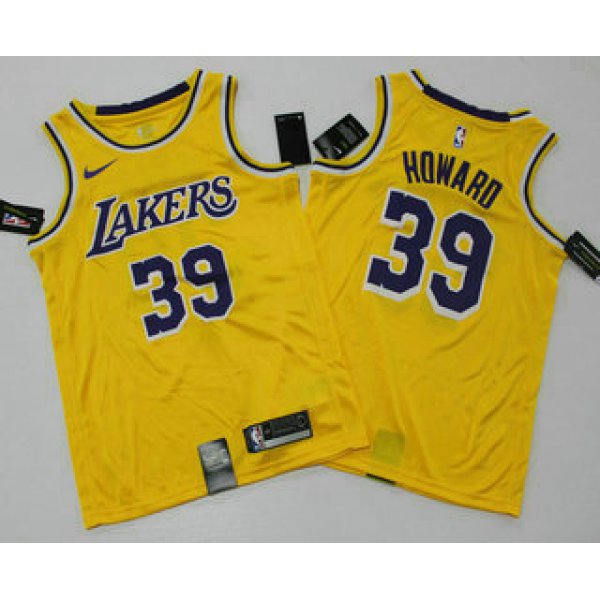 Men's Los Angeles Lakers #39 Dwight Howard Yellow 2019 Nike Swingman Printed NBA Jersey