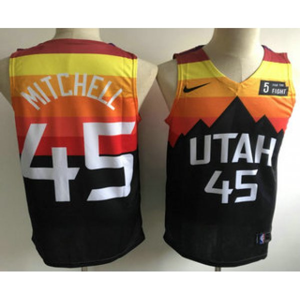 Men's Utah Jazz #45 Donovan Mitchell Mountain Black 2020 Nike Swingman 5 For The Fight Stitched NBA Jersey