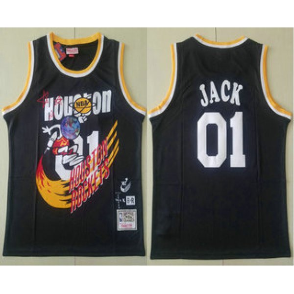 Travis Scott X Br X Mitchell Ness Houston Rockets #01 Jack Black Basketball Swingman Stitched Throwback Jersey