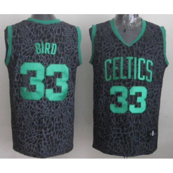 Boston Celtics #33 Larry Bird Black Leopard Print Fashion Jersey