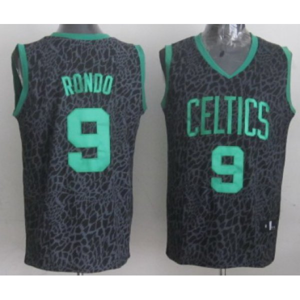 Boston Celtics #9 Rajon Rondo Black Leopard Print Fashion Jersey