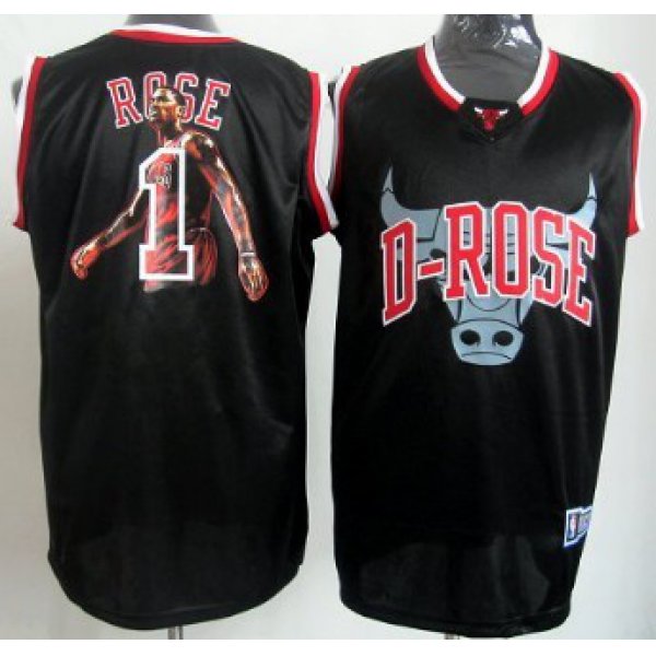 Chicago Bulls #1 Derrick Rose Black Notorious Fashion Jersey