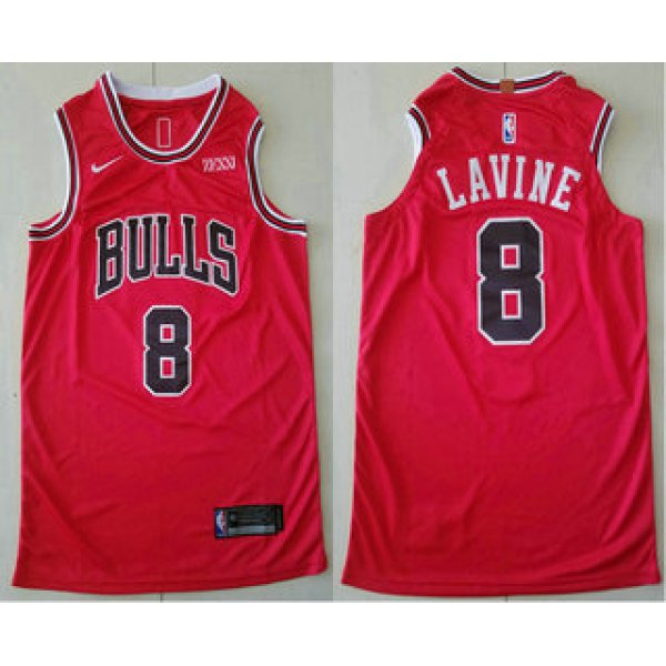 Men's Chicago Bulls #8 Zach LaVine Red 2019 Nike Authentic Stitched NBA Jersey With The Sponsor Logo