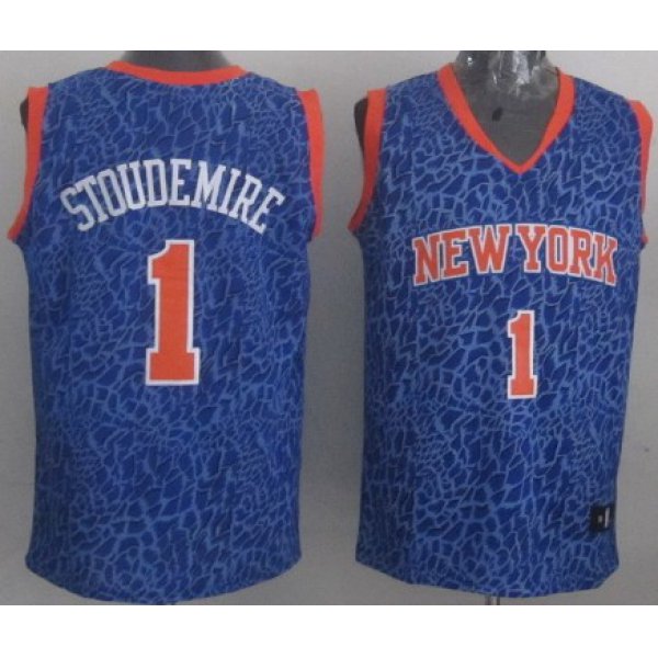 New York Knicks #1 Amare Stoudemire Blue Leopard Print Fashion Jersey