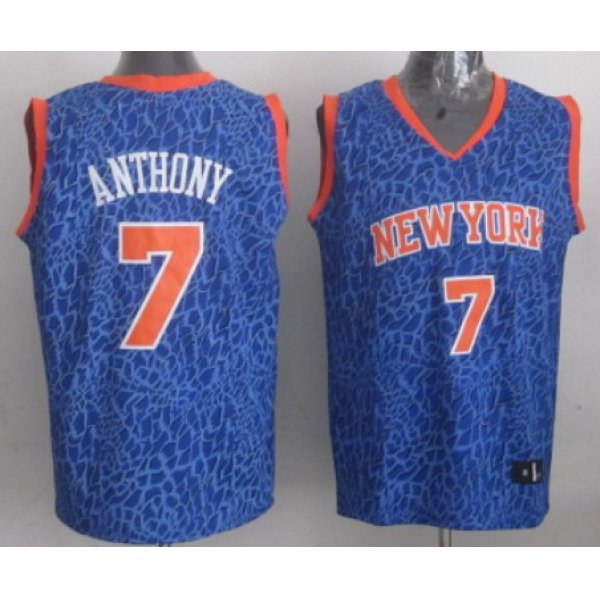 New York Knicks #7 Carmelo Anthony Blue Leopard Print Fashion Jersey