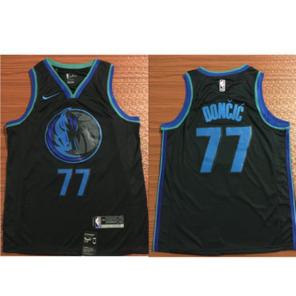 Size XXXL Nike Dallas Mavericks #77 Luka Doncic Black 2018-19 NBA Swingman City Edition Jersey