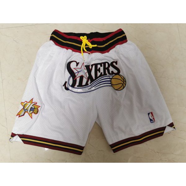 76ers White Just Don Throwback Mesh Shorts
