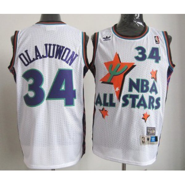 NBA 1995 All-Star #34 Hakeem Olajuwon White Swingman Throwback Jersey