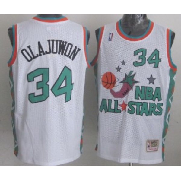 NBA 1996 All-Star #34 Hakeem Olajuwon White Swingman Throwback Jersey