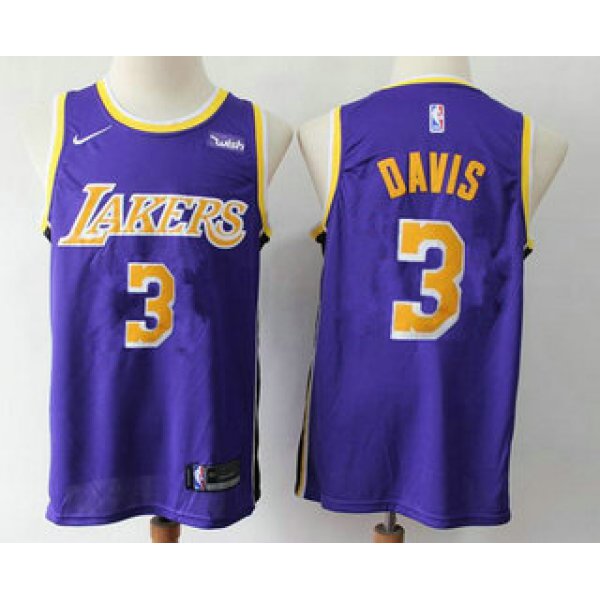 Men's Los Angeles Lakers #3 Anthony Davis 2019 Purple Nike Swingman Wish Stitched NBA Jersey