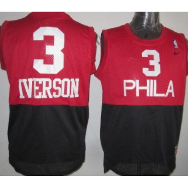 Philadelphia 76ers #3 Allen Iverson Red/Black Swingman Jersey