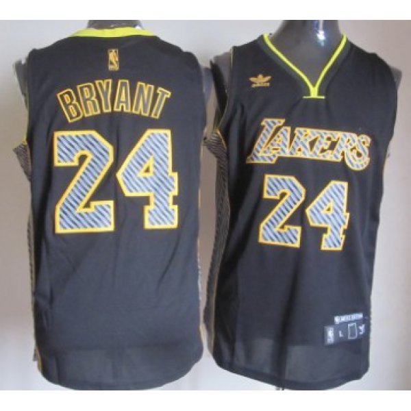 Los Angeles Lakers #24 Kobe Bryant Black Electricity Fashion Jersey