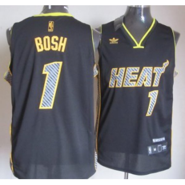 Miami Heat #1 Chris Bosh Black Electricity Fashion Jersey