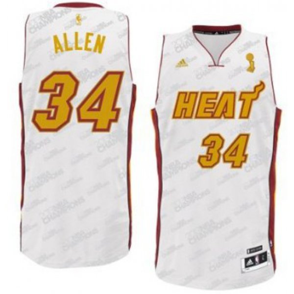 Miami Heat #34 Ray Allen Revolution 30 Swingman White With Gold Jersey