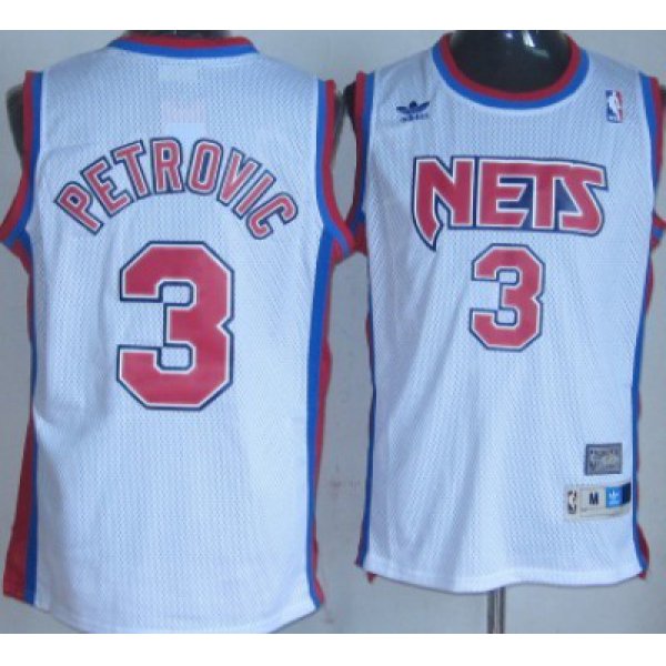 New Jersey Nets #3 Drazen Petrovic White Throwback Swingman Jersey