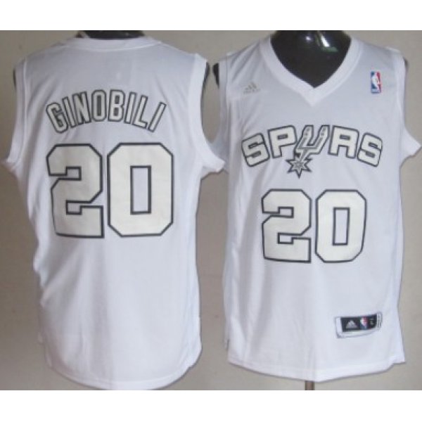 San Antonio Spurs #20 Manu Ginobili Revolution 30 Swingman White Big Color Jersey