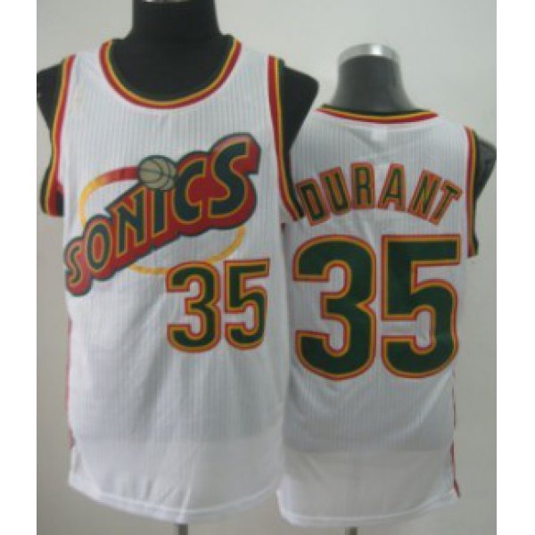 Seattle Supersonics #35 Kevin Durant 1995-96 White Swingman Jersey