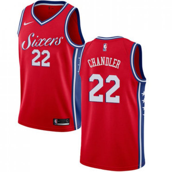 Men's Philadelphia 76ers #22 Wilson Chandler Swingman Red Basketball Statement Edition Jersey