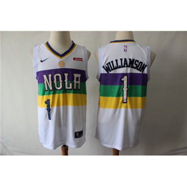 Pelicans 1 Zion Williamson White City Edition Nike Swingman Jersey