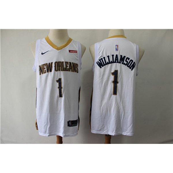Pelicans 1 Zion Williamson White Nike Swingman Jersey